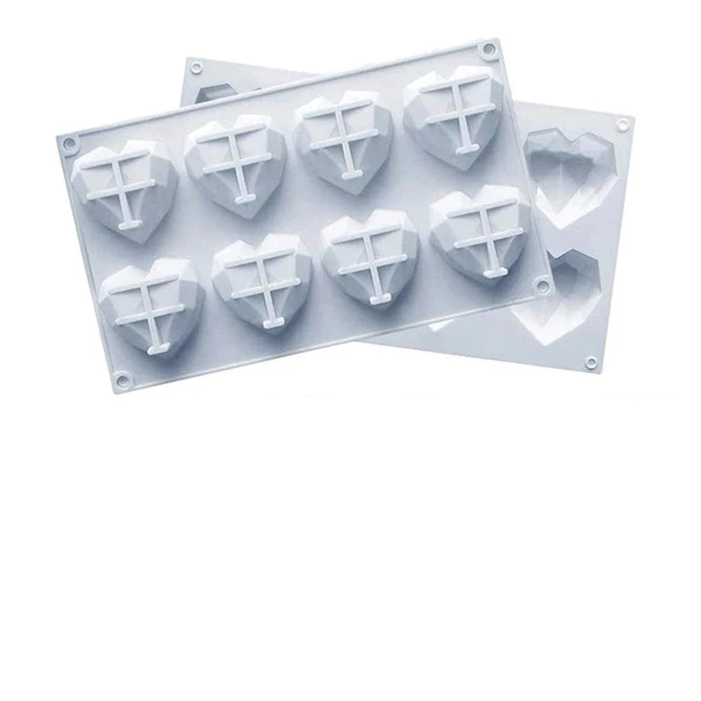 Moule coeur individuel – Plaque blanche 8 mini-cœurs en silicone