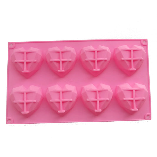 Moule coeur individuel – Moule silicone rose 8 mini-cœurs origami