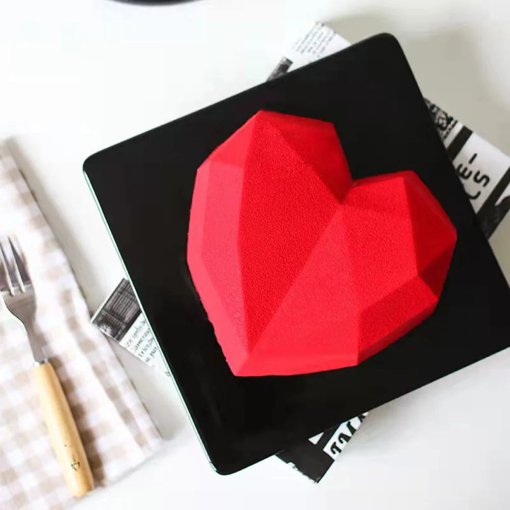 Moule silicone forme coeur – Design origami 3D pour gâteau ou entremets
