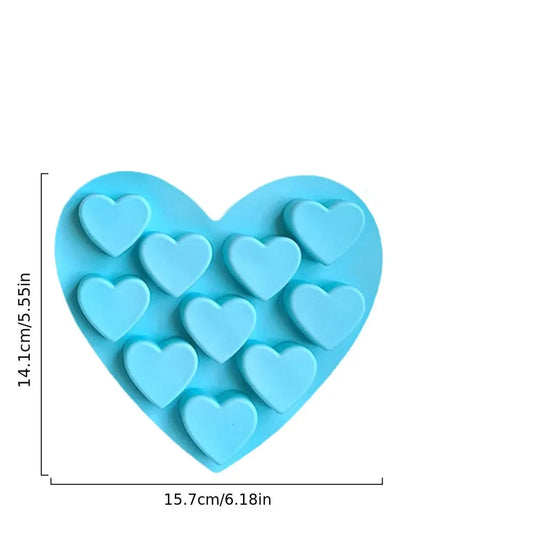 Moule en coeur – Moule silicone bleu 10 mini-cœurs antiadhésif