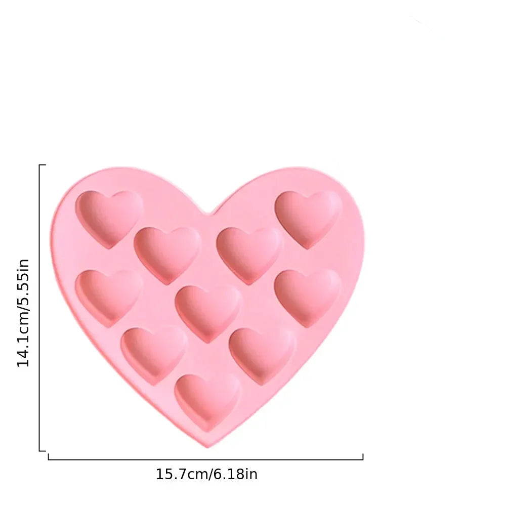 Moule en coeur – Moule silicone rose 10 mini-cœurs individuels