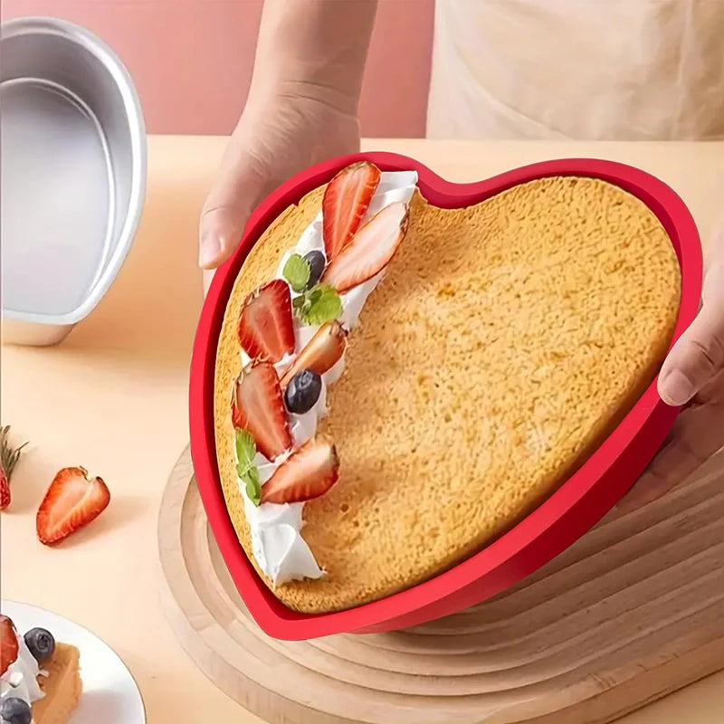 Moule coeur en silicone – Moule à gâteau rouge antiadhésif 24,5 cm