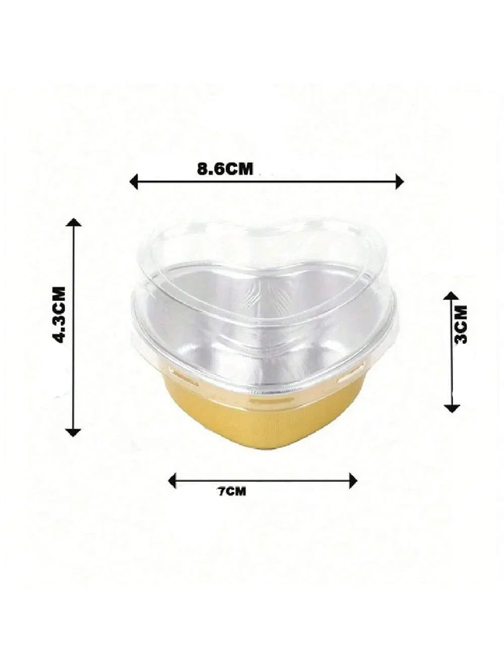 Moule en forme de cœur jetable avec couvercle – Aluminium doré