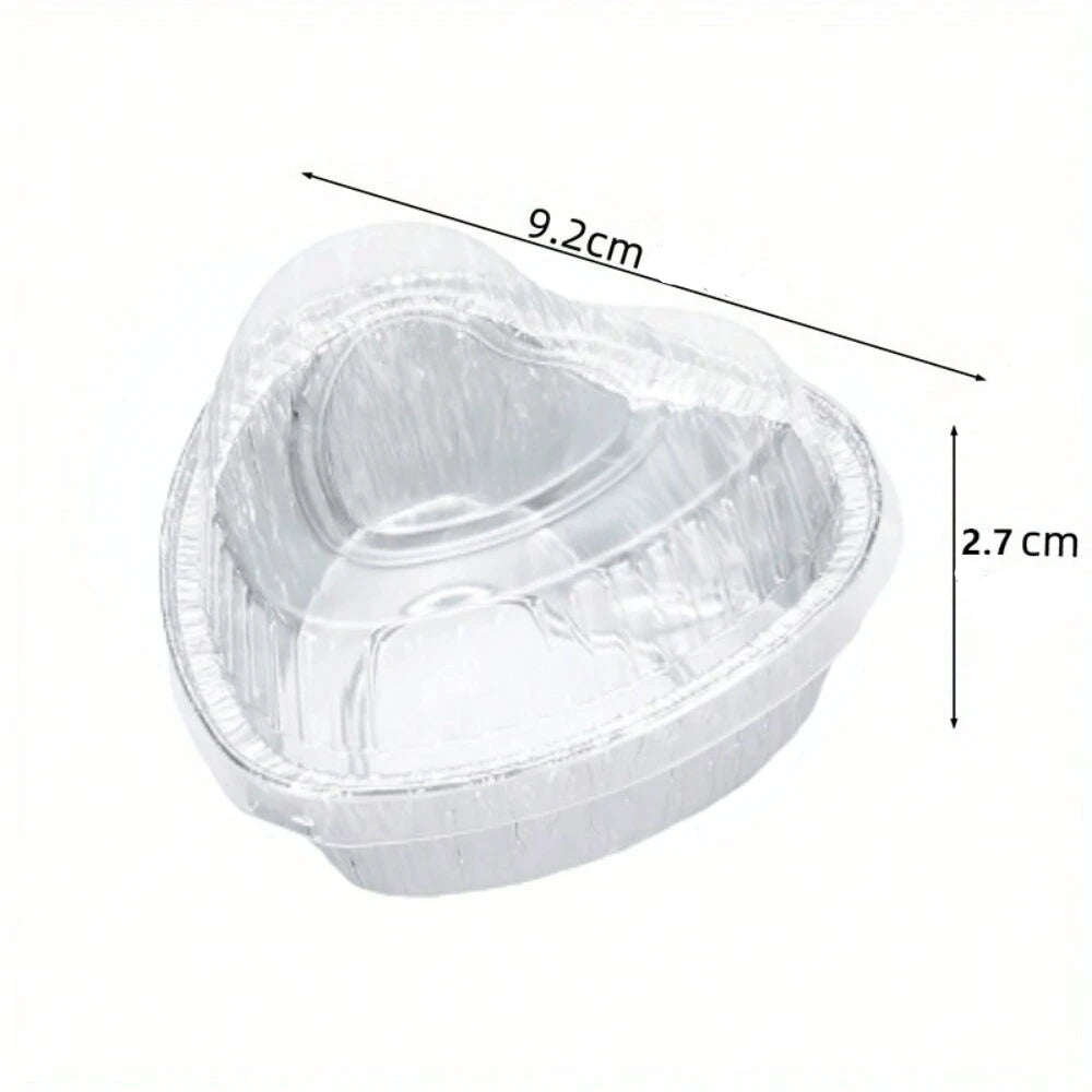Moule gâteau forme cœur avec couvercle – Lot de 100 aluminium jetables