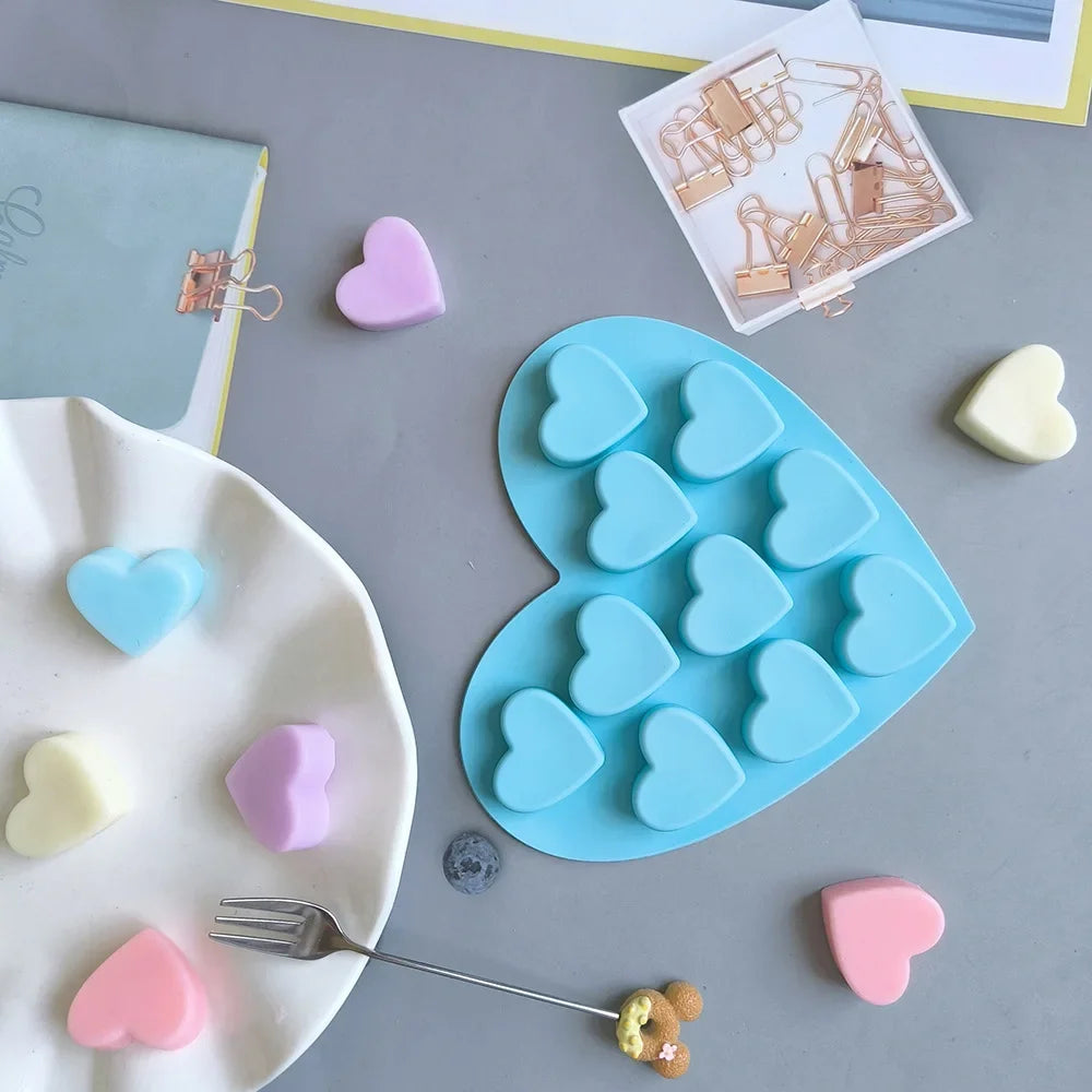 Moule en coeur – Moule silicone bleu 10 mini-cœurs antiadhésif