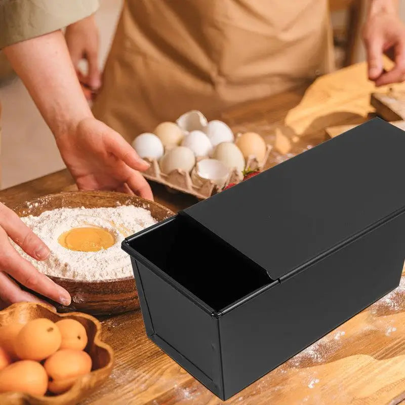 Moule à cake avec couvercle 33 cm – Acier carbone noir pour pain de mie